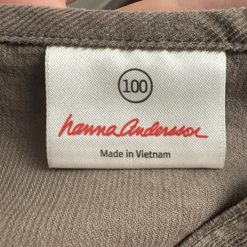 Hanna Andersson Gray Brown Corduroy Dress Girl Ruffled Long Sleeve Size 100 (3T) - Picture 4 of 7